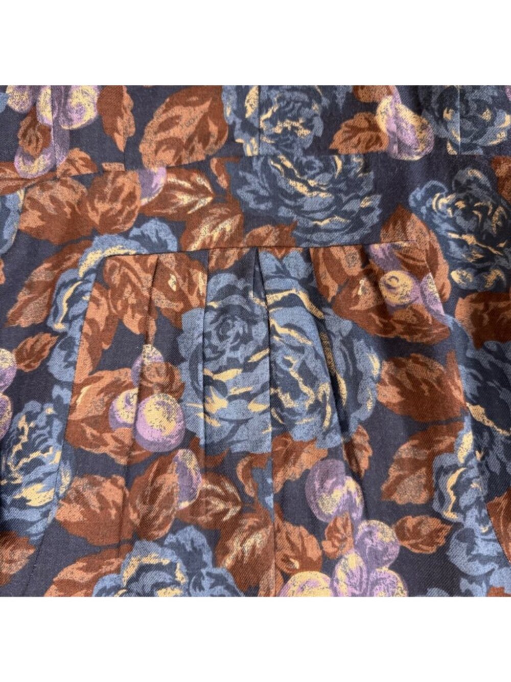 Laura Ashley Vintage Floral Dress Size 8 Corduroy Collar Wool Cotton Blend Modes - Picture 6 of 13